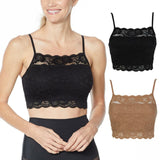 Rhonda Shear 2 Pack Lace Camisole Bras Black / Nude XL