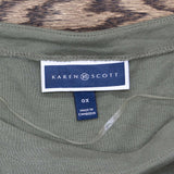 Karen Scott Plus Size Cotton Cuff Elbow Sleeve Knit Top Olive 0X