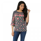 Bob Mackie Women's Rose Trellis Print Knit Top