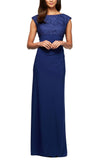 Alex Evenings Petite Brocade Bodice Empire Waist Gown Royal Blue 16P