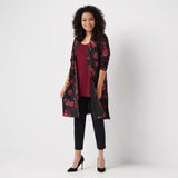 Susan Graver Petite Printed Novelty Knit Duster Cardigan & Tank Top
