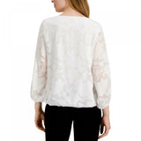 Alfani Women's 3/4 Sleeve Jacquard Bubble Top