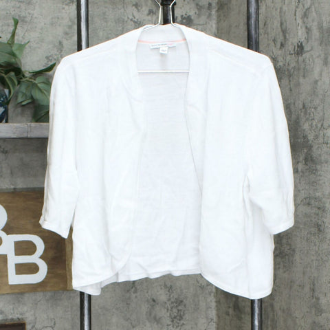 Isaac Mizrahi Live! Elbow-Sleeve Cropped Cardigan Sweater White XL