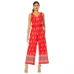 Curations Women's Printed Wide Leg Sleeveless Knit Jumpsuit