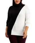 Alfani Plus Size Colorblock Turtleneck Sweater