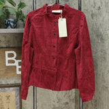 LaBellum by Hillary Scott Women's Plus Size Peplum Corduroy Jacket With Trim