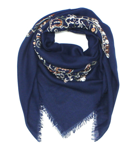 A New Day Women's Embroidered Shawl Square Scarf Navy