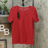 DG2 by Diane Gilman Women's Short Sleeve Mesh Insert V-Neck T-Shirt