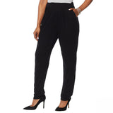 MarlaWynne Women's Plus Size Pull On Linen Jersey Slouch Ankle Pants