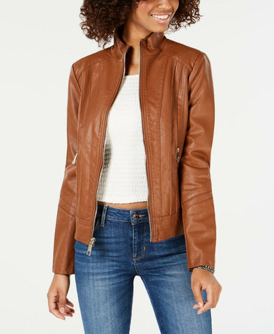 GUESS Women's Faux Leather Moto Jacket