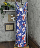 Isabel Maternity Womens Ruffle Trim Fit & Flare Midi Dress Blue Floral L