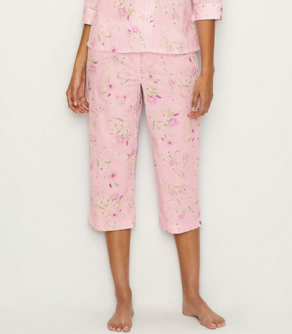Lauren by Ralph Lauren Women's Woven Capri Pajama Pants. LN91680 Pink Large