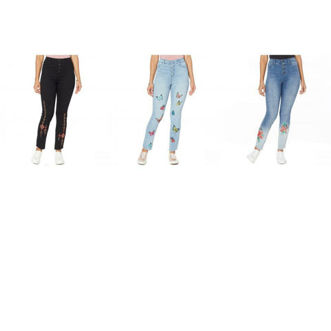 DG2 by Diane Gilman Women's Tall Embroidered Pull On Exposed Button Jeans