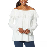 Antthony Women's Pleated Ruffle Long Sleeve Top