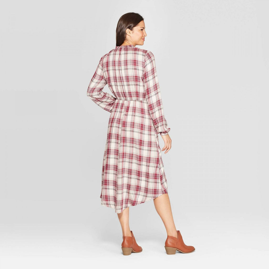 Knox Rose Women's Plaid Long Sleeve Midi Dress Biggybargains Knox Rose Women's Plaid Long Sleeve Midi Dress Biggybargains