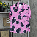 Stars Above Womens Button Up Pajama Shirt Top L69L4 Pink Multi M