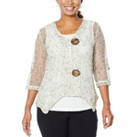 Nina Leonard Women's Coconut Button Bolero Sweater With Tank Top