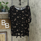 Buffalo David Bitton Women's Tie Front Woven Top With Crochet Inserts Black XL