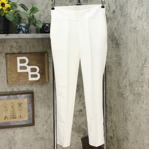 DG2 by Diane Gilman Wrinkle Resistant Wide Leg Trousers Ivory Petite Small
