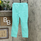 Lemon Way Women's Flawless Twill Scallop Hem Crop Pants Turquoise 4