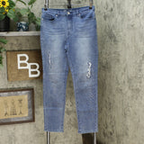 DG2 by Diane Gilman Embellished Distressed Anniversary Jeans Midtone 8