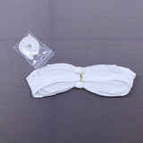 Xhilaration Women's Knot Front Ribbed Texture Bandeau Bikini Top White Small
