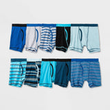 Cat & Jack Boys' 10pk Striped Boxer Briefs Multicolor XS