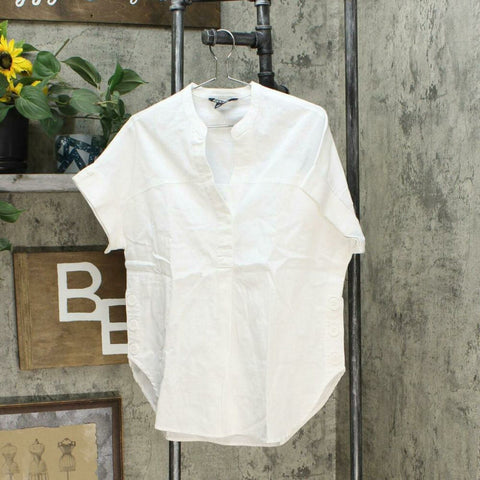 ORIGINAL Nicole Miller Women's Cap Sleeve V-Neck Popover Top