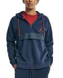 Nautica Men's Mixed-Media 1/4-Zip Hooded Hoodie