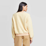 Who What Wear Women's Boat Neck Pullover Sherpa Sweatshirt
