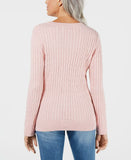 Karen Scott Women's Petite Cable Knit Scoop Neck Sweater