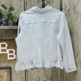 DG2 by Diane Gilman Ruffle Hem Stretch Denim Jean Jacket Chambray Plus 1X