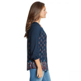 Vintage America Women's Raglan 3/4 Sleeve Peasant Top