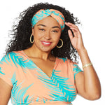 IMAN Women's Plus Size Boho Chic Jersey Knit Maxi Dress With Head Wrap