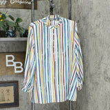 Martha Stewart Women's Watercolor Stripe Long Sleeve Blouse