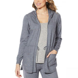 Modern Soul Plus Size Spacedye Tie Front Hooded Cardigan Sweater