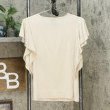 Slinky Brand Women's 2 Pack Cascade Ruffle Tunic Shirt Top Sand / Navy Small