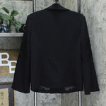 Dennis Basso Women's Luxe Crepe Blazer With Lace Applique Trim Black 12