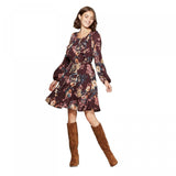 Xhilaration Women's Floral Print Scoop Neck Button Front Mini Dress