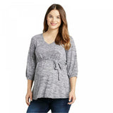 Isabel Maternity by Ingrid & Isabel Striped 3/4 Sleeve V-Neck Tie Front Top