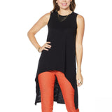 DG2 by Diane Gilman Women's Dramatic Hi Low Sleeveless Top Black XS