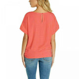 Buffalo Womens Tie Front Woven Top With Crochet Inserts Coral XL