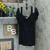 Susan Graver Women's Plus Size Premier Knit Tiered Ruffle Cold Shoulder Blouse