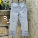 DG2 by Diane Gilman Stretch Crochet Lattice Hem Cropped Jeans