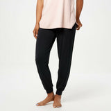 AnyBody Women's Cozy Knit Ribbed Jogger Pants Black XS Tall