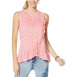 DG2 by Diane Gilman Women's Burnout Ruffle Tank Top Pink Medium