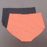 Rhonda Shear Women's Plus Size 2 Pack Striped Body Brief Panties