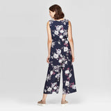 Xhilaration Women's Floral Print Sleeveless V-Neck Smocked Waist Jumpsuit