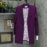 Calvin Klein Women's Long Contrast Cuff Open Front Topper Blazer