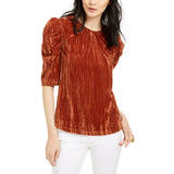 Leyden Women's Junior Fit Crushed Velvet Puff Sleeve Top
